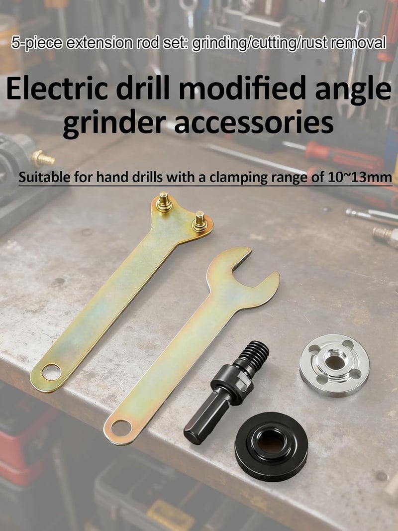 DICSINM Electric Drill Angle Grinder Connecting Rod Set, Angle Grinder Tool Drill Arbor Mandrel Adaptor with Replacement Grinders Flange Nuts, Flange Nuts and Spanner Wrench for 10 to 13 mm (2 Set) - Image 5